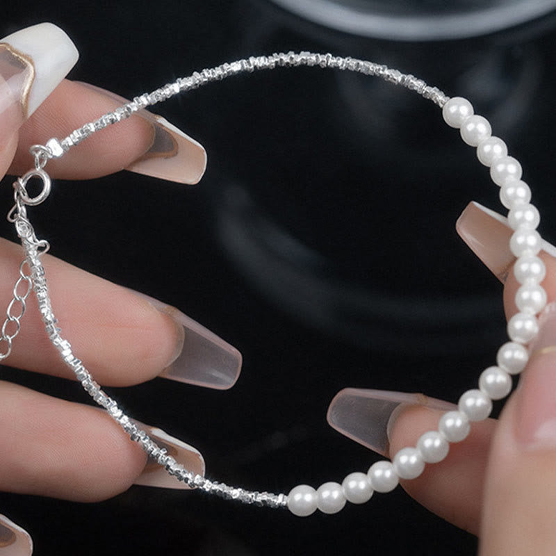 Cavigliera di protezione con perle in argento sterling 925 Buddha Stones