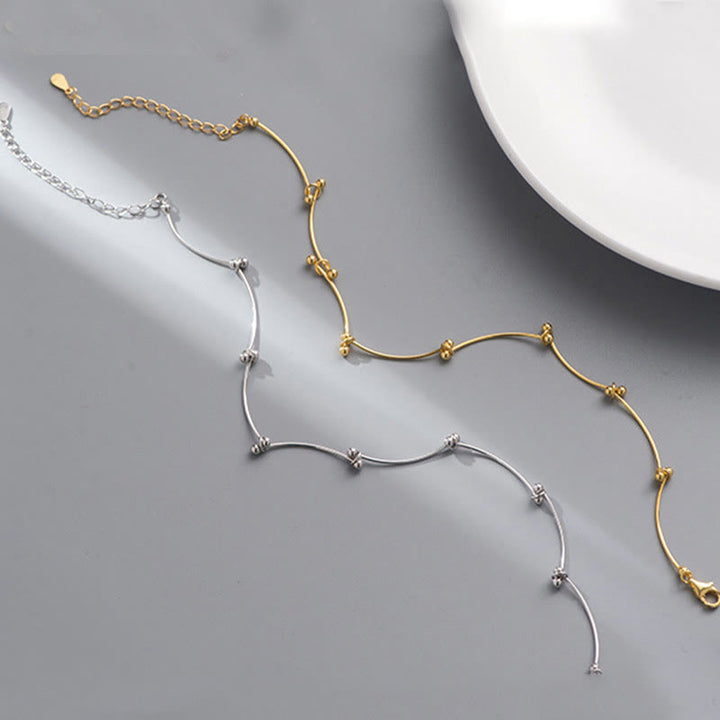 Cavigliera di protezione a forma di onda semplice in argento sterling 925 Buddha Stones - image 9