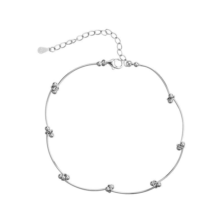 Cavigliera di protezione a forma di onda semplice in argento sterling 925 Buddha Stones