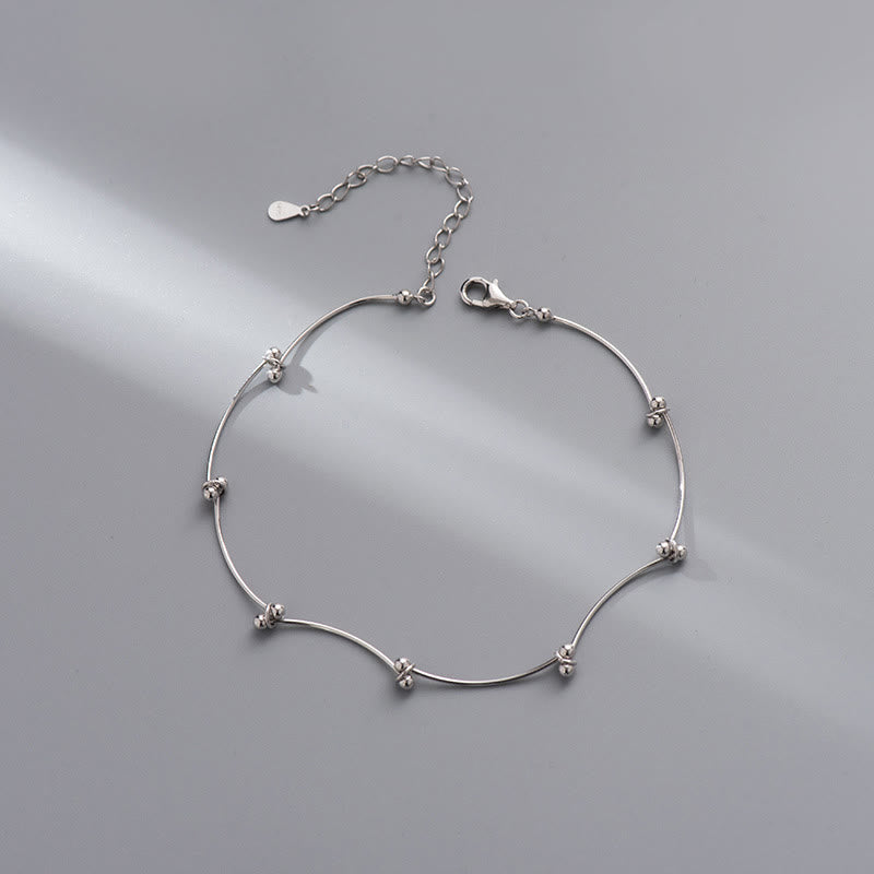 Cavigliera di protezione a forma di onda semplice in argento sterling 925 Buddha Stones