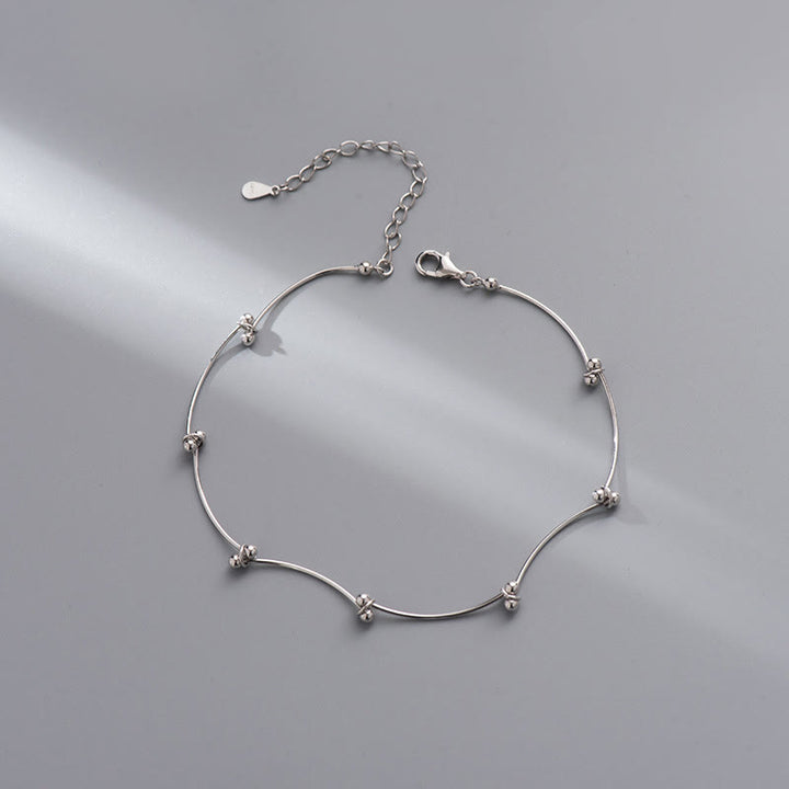Cavigliera di protezione a forma di onda semplice in argento sterling 925 Buddha Stones