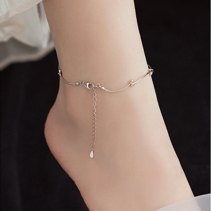 Cavigliera di protezione a forma di onda semplice in argento sterling 925 Buddha Stones