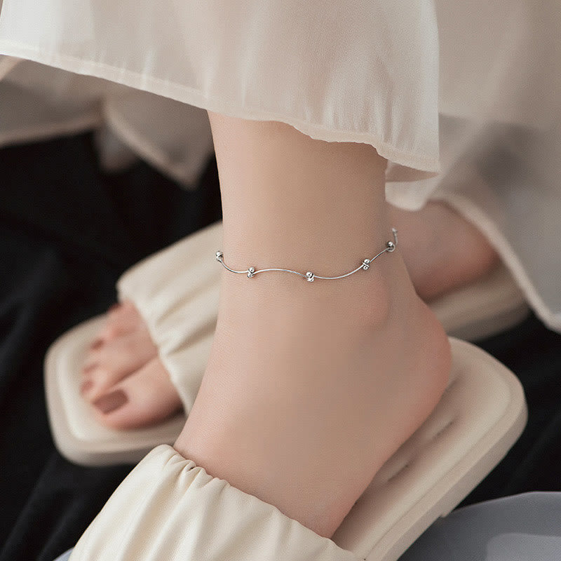 Cavigliera di protezione a forma di onda semplice in argento sterling 925 Buddha Stones