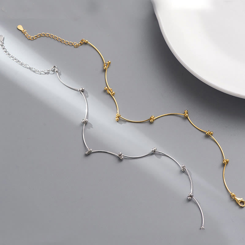 Cavigliera di protezione a forma di onda semplice in argento sterling 925 Buddha Stones