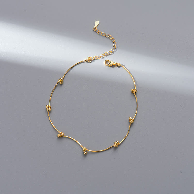 Cavigliera di protezione a forma di onda semplice in argento sterling 925 Buddha Stones