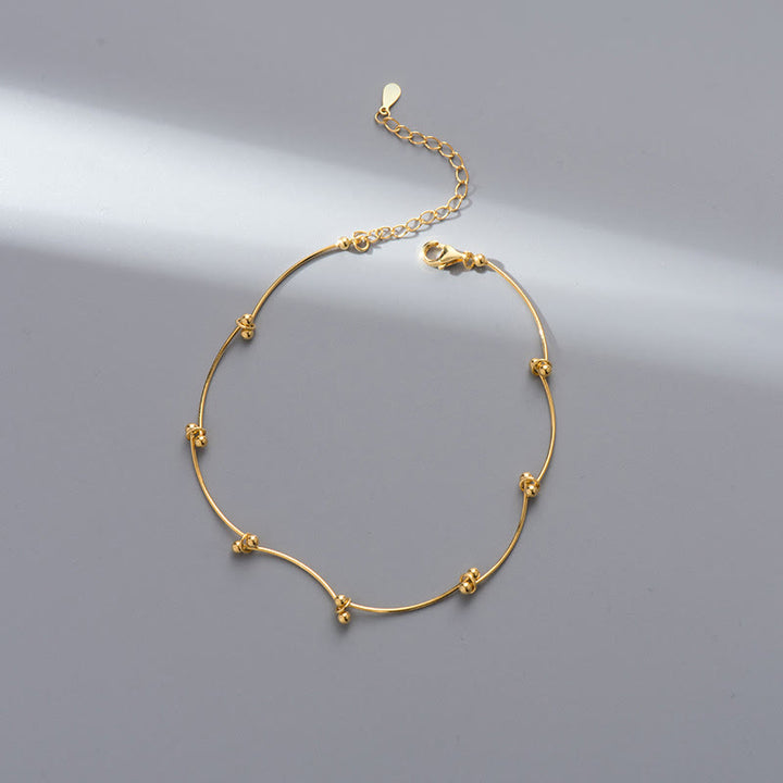 Cavigliera di protezione a forma di onda semplice in argento sterling 925 Buddha Stones - Cavigliera in oro (circonferenza: 25-30 cm) - image 7