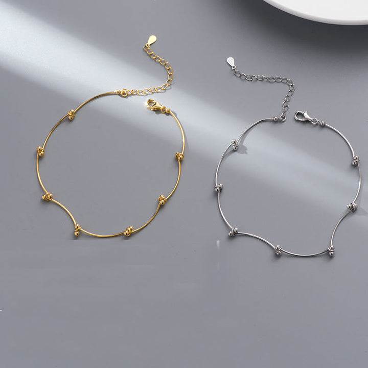 Cavigliera di protezione a forma di onda semplice in argento sterling 925 Buddha Stones