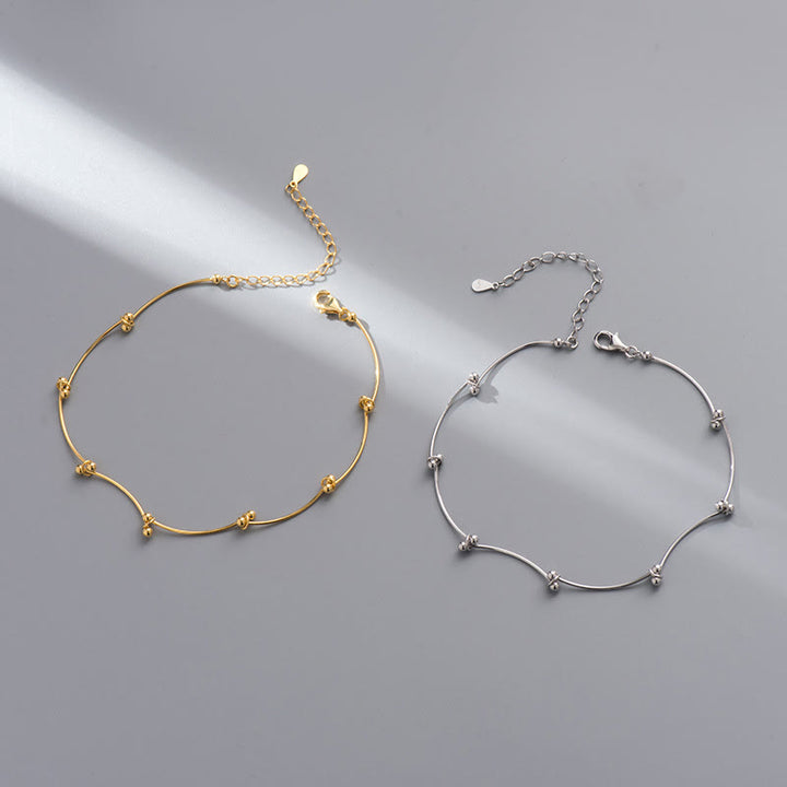Cavigliera di protezione a forma di onda semplice in argento sterling 925 Buddha Stones