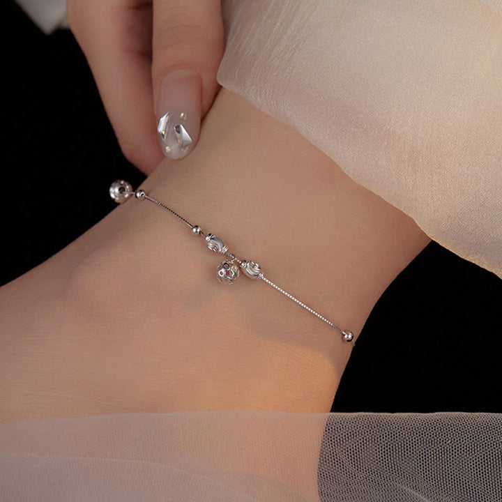 Buddha Stones 925 Sterling Silver Semplice Campanello Perlina Benedizione Cavigliera - image 3