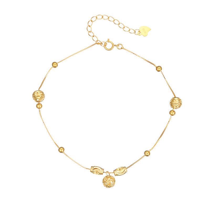 Buddha Stones 925 Sterling Silver Semplice Campanello Perlina Benedizione Cavigliera - image 9