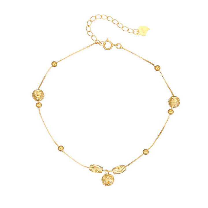 Buddha Stones 925 Sterling Silver Semplice Campanello Perlina Benedizione Cavigliera - image 9