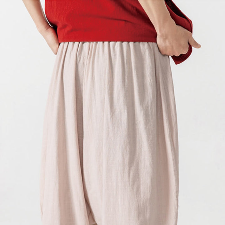 Pantaloni harem da uomo con coulisse e tasche in tinta unita primaverili Buddha Stones