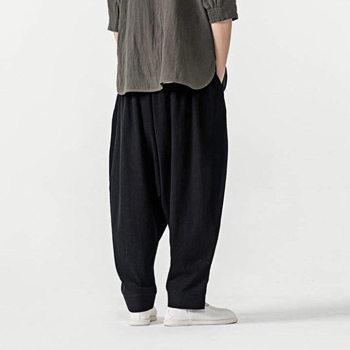 Pantaloni harem da uomo con coulisse e tasche in tinta unita primaverili Buddha Stones