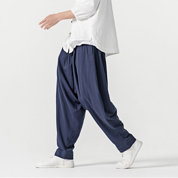 Pantaloni harem da uomo con coulisse e tasche in tinta unita primaverili Buddha Stones
