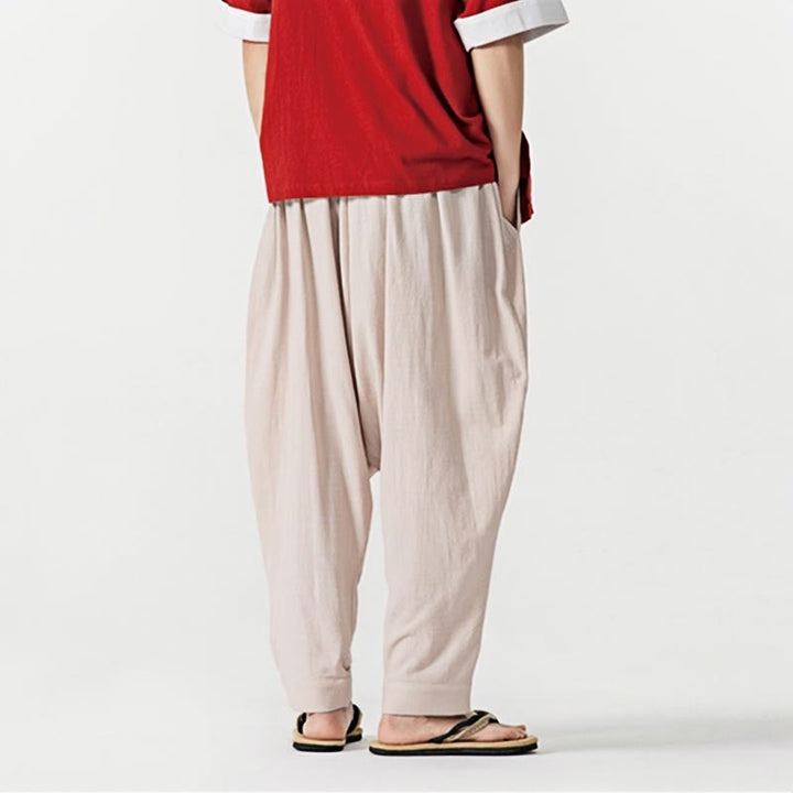 Pantaloni harem da uomo con coulisse e tasche in tinta unita primaverili Buddha Stones - image 22
