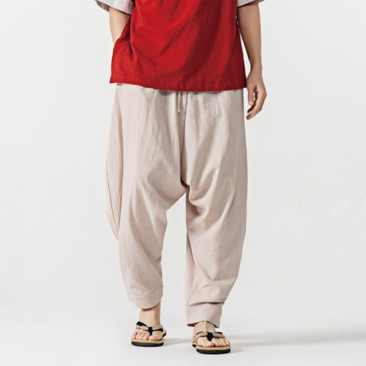 Pantaloni harem da uomo con coulisse e tasche in tinta unita primaverili Buddha Stones