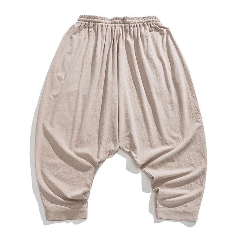 Pantaloni harem da uomo con coulisse e tasche in tinta unita primaverili Buddha Stones - image 33