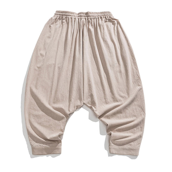 Pantaloni harem da uomo con coulisse e tasche in tinta unita primaverili Buddha Stones - image 33