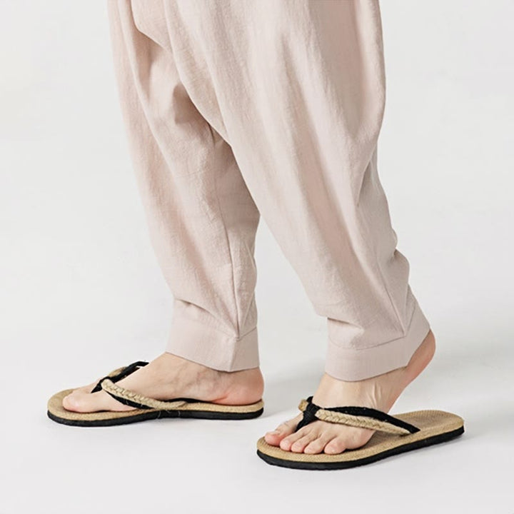 Pantaloni harem da uomo con coulisse e tasche in tinta unita primaverili Buddha Stones