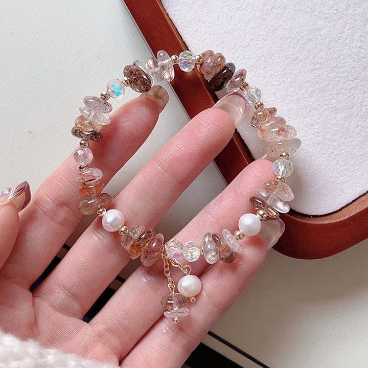Braccialetto positivo Buddha Stones Natural Super Seven Crystal Irregolare Piccoli Pezzi
