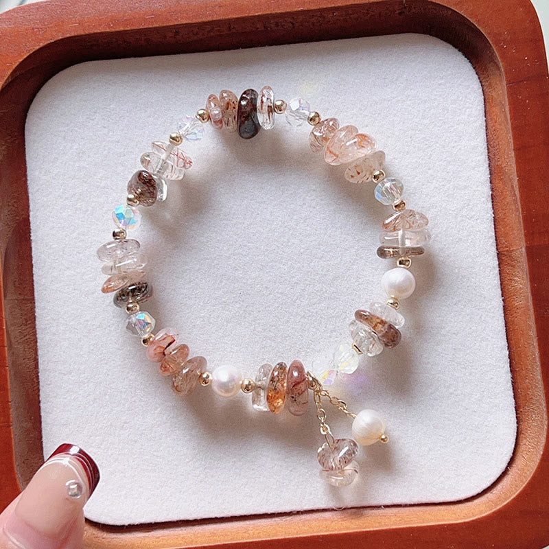 Braccialetto positivo Buddha Stones Natural Super Seven Crystal Irregolare Piccoli Pezzi