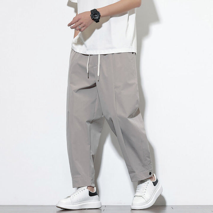 Pantaloni harem da uomo casual a tinta unita con coulisse e tasche, con motivo Buddha Stones. - image 7