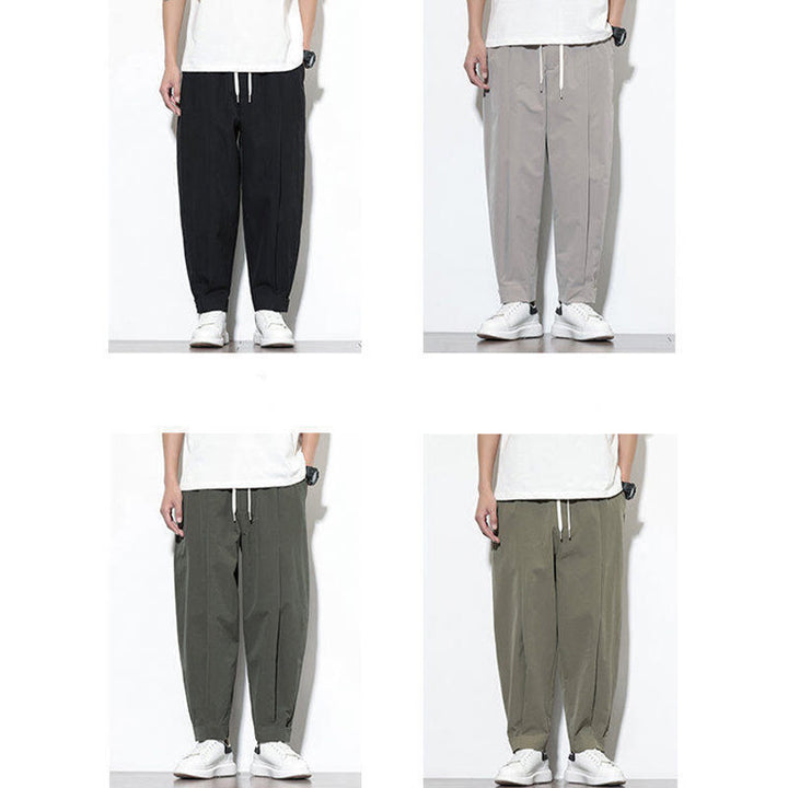Pantaloni harem da uomo casual a tinta unita con coulisse e tasche, con motivo Buddha Stones. - image 18