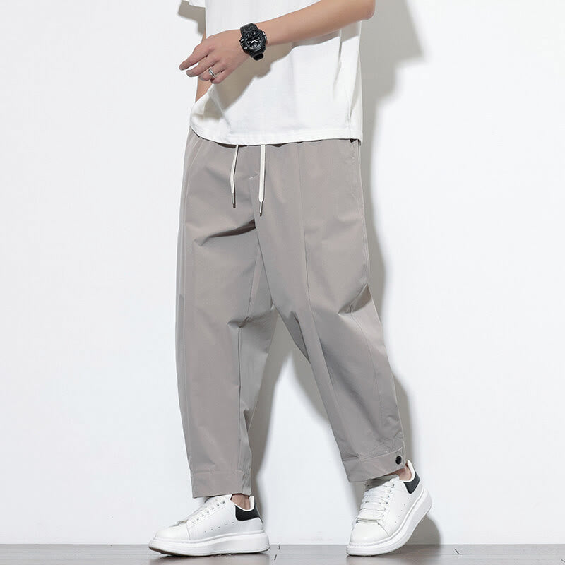 Pantaloni harem da uomo con coulisse, casual, tinta unita, con tasche , Buddha Stones