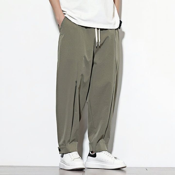 Pantaloni harem da uomo con coulisse, casual, tinta unita, con tasche , Buddha Stones