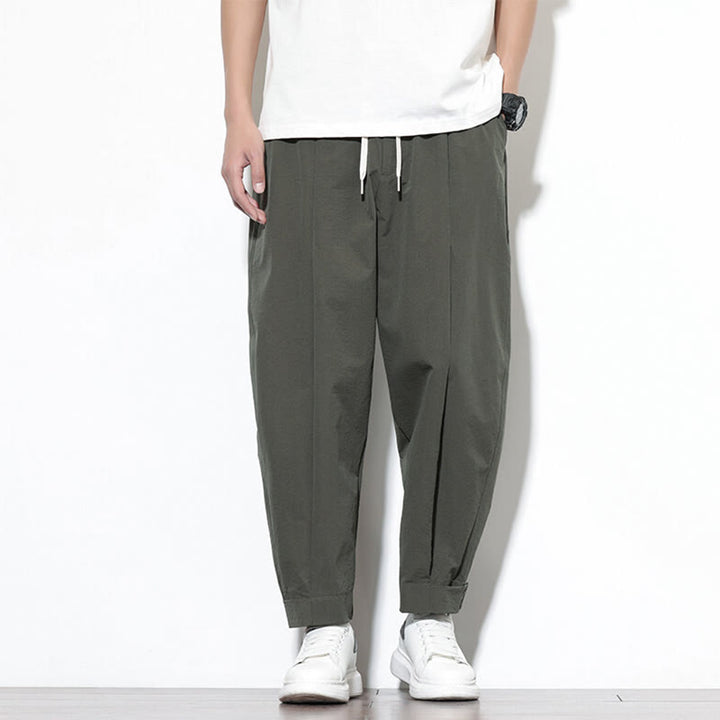 Pantaloni harem da uomo casual a tinta unita con coulisse e tasche, con motivo Buddha Stones. - Oliva - US/UK/AU46, EU56 (5XL) - image 17