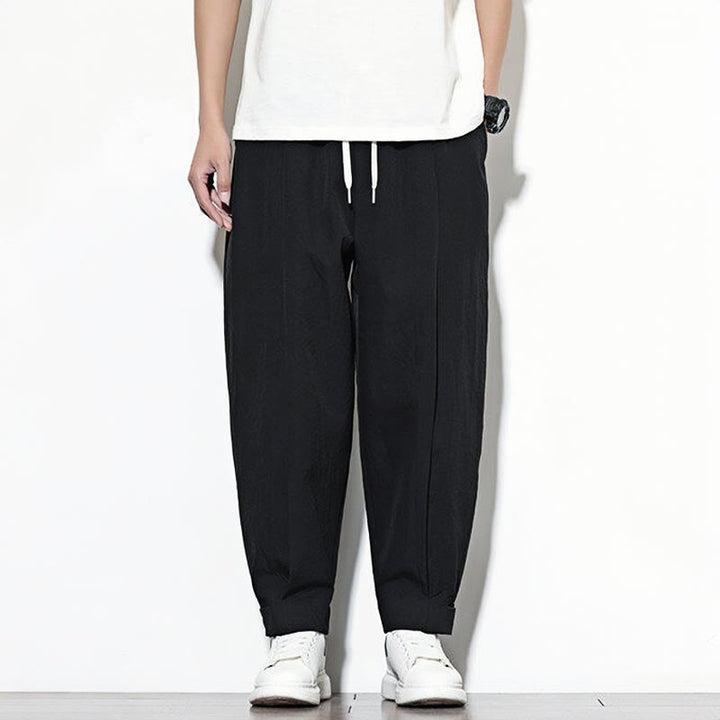 Pantaloni harem da uomo casual a tinta unita con coulisse e tasche, con motivo Buddha Stones. - image 11