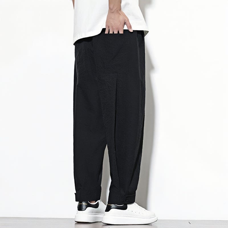 Pantaloni harem da uomo con coulisse, casual, tinta unita, con tasche , Buddha Stones