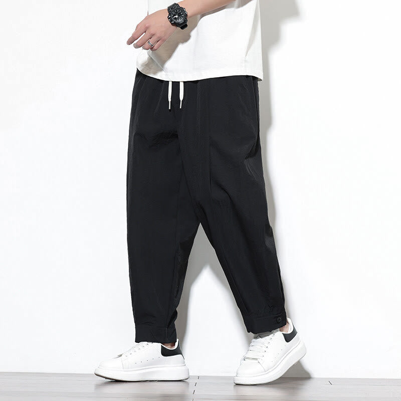 Pantaloni harem da uomo casual a tinta unita con coulisse e tasche, con motivo Buddha Stones. - image 13