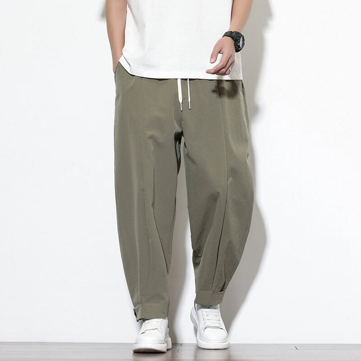 Pantaloni harem da uomo casual a tinta unita con coulisse e tasche, con motivo Buddha Stones. - image 4