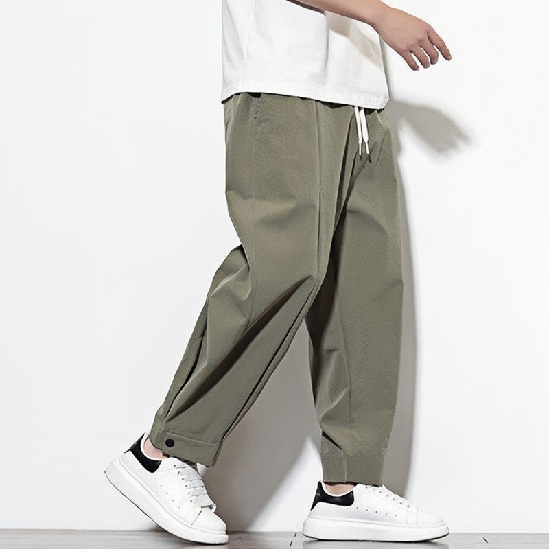 Pantaloni harem da uomo casual a tinta unita con coulisse e tasche, con motivo Buddha Stones. - image 2