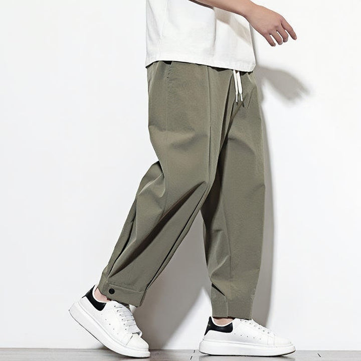 Pantaloni harem da uomo casual a tinta unita con coulisse e tasche, con motivo Buddha Stones. - image 2
