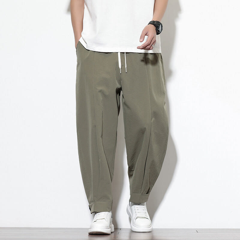 Pantaloni harem da uomo con coulisse, casual, tinta unita, con tasche , Buddha Stones - image 4