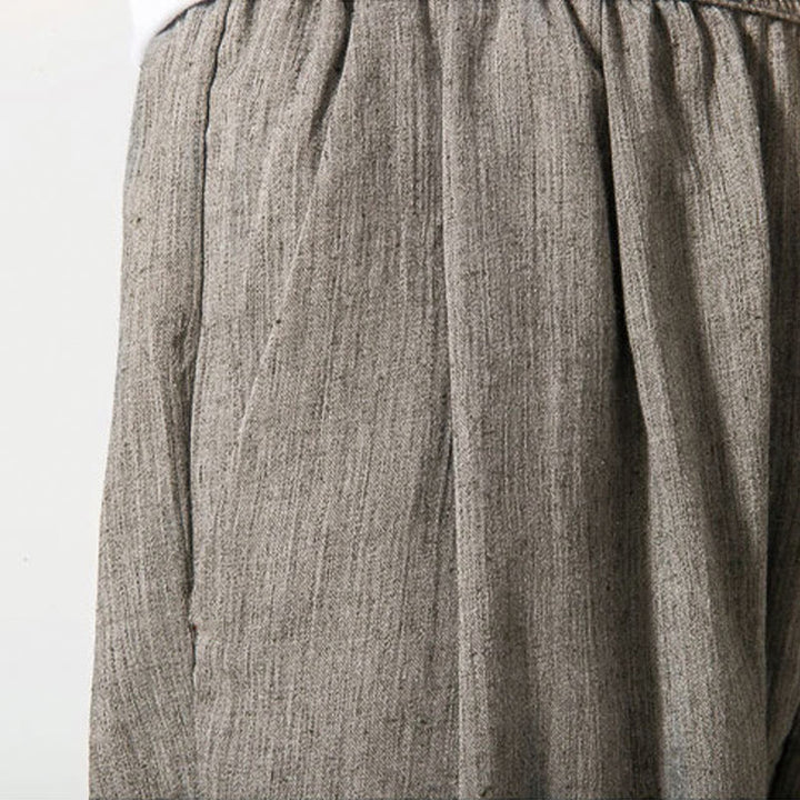Pantaloni da uomo in lino con tasche e coulisse semplice motivo Buddha Stones