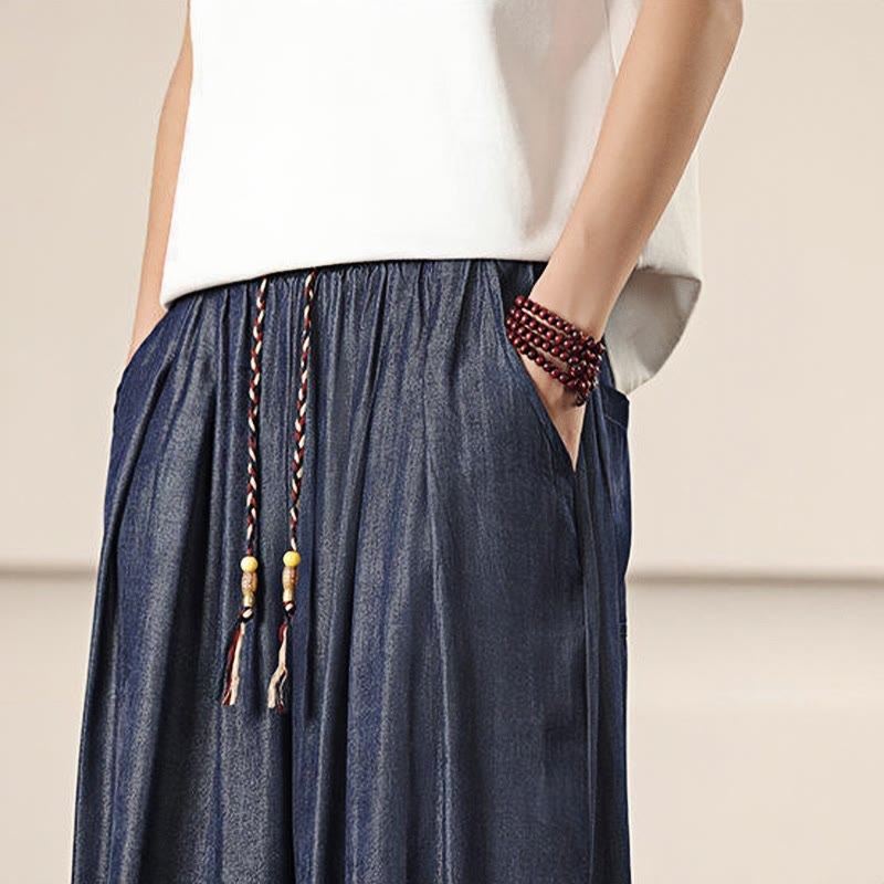 Pantaloni larghi da uomo con coulisse e tasche, tinta unita, modello Buddha Stones Spring - image 41