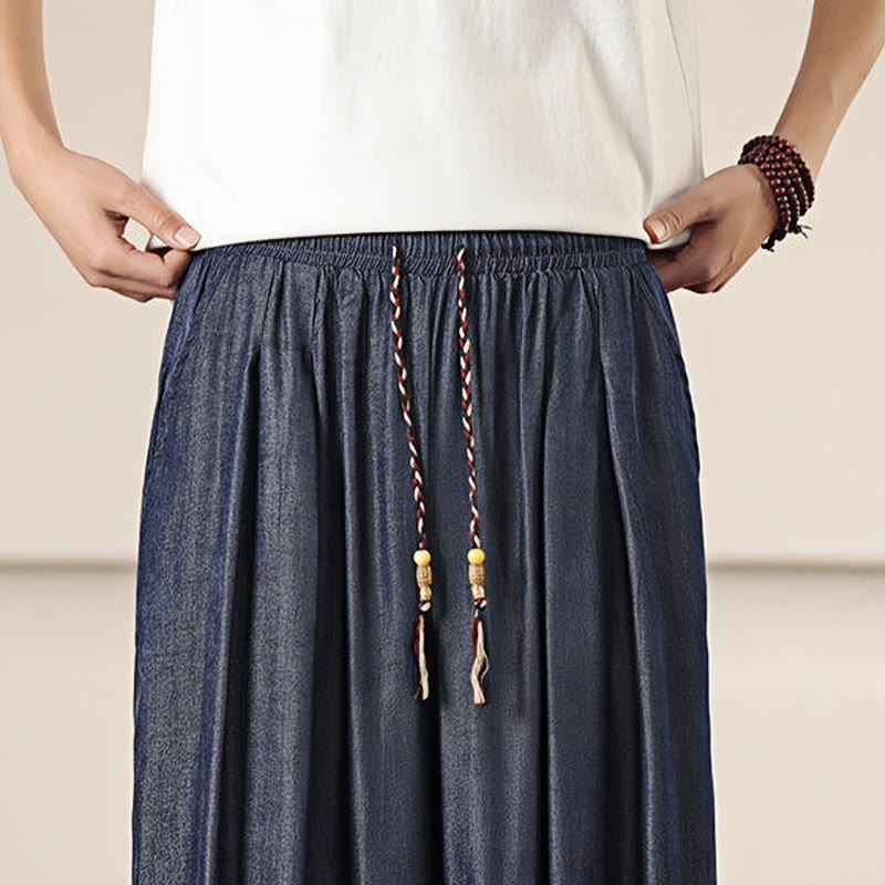 Pantaloni larghi da uomo con coulisse e tasche, tinta unita, modello Buddha Stones Spring - image 39