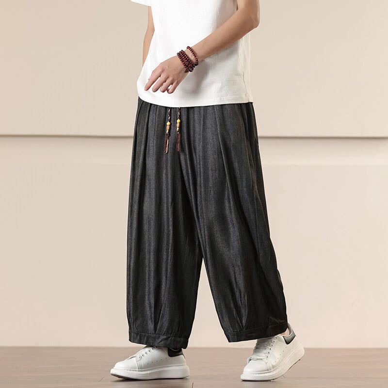 Pantaloni larghi da uomo con coulisse e tasche, tinta unita, modello Buddha Stones Spring - Nero - US/UK/AU46, EU56 (5XL) - image 0