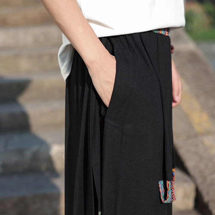 Pantaloni da uomo a gamba larga in cotone con tasche, lunghezza 7-8, Buddha Stones, etnici estivi - image 10