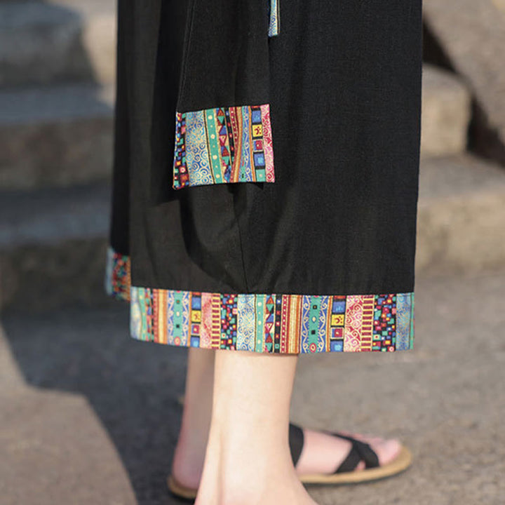 Pantaloni da uomo a gamba larga in cotone con tasche, lunghezza 7-8, Buddha Stones, etnici estivi - image 12