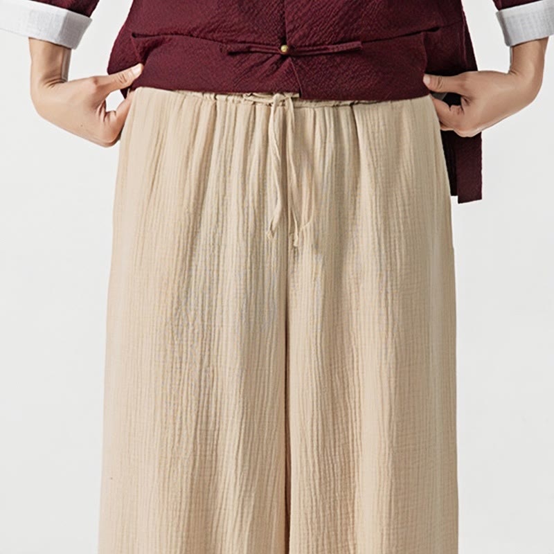 Pantaloni da uomo in cotone con coulisse, tinta unita, con tasche, motivo Buddha Stones
