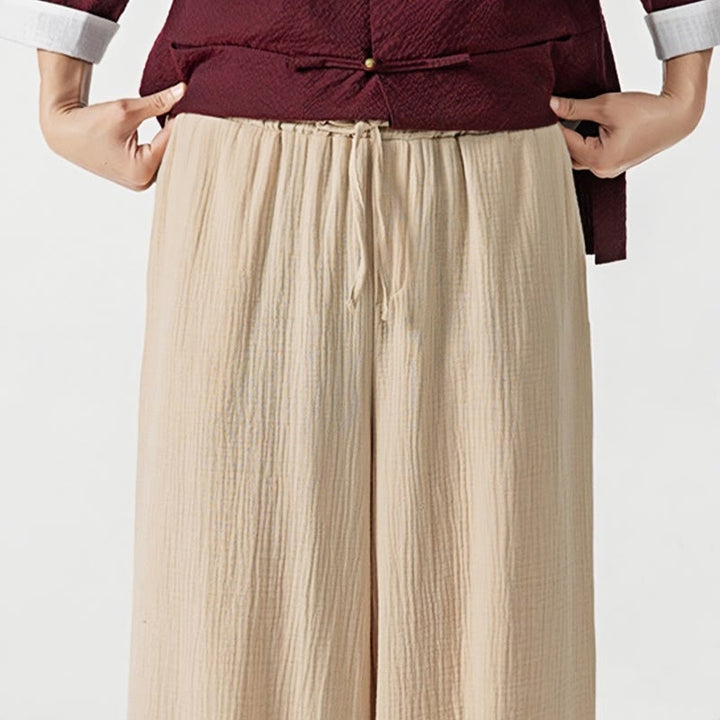 Pantaloni da uomo in cotone con coulisse, tinta unita, con tasche, motivo Buddha Stones