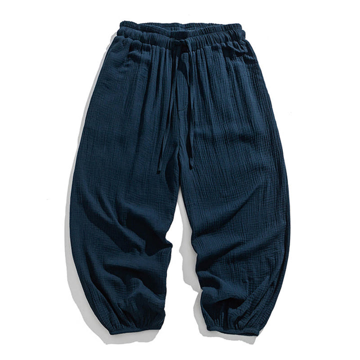Pantaloni da uomo in cotone con coulisse, tinta unita, con tasche, motivo Buddha Stones