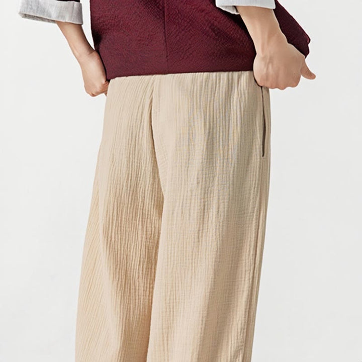 Pantaloni da uomo in cotone con coulisse, tinta unita, con tasche, motivo Buddha Stones