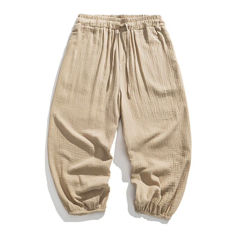 Pantaloni da uomo in cotone con coulisse, tinta unita, con tasche, motivo Buddha Stones