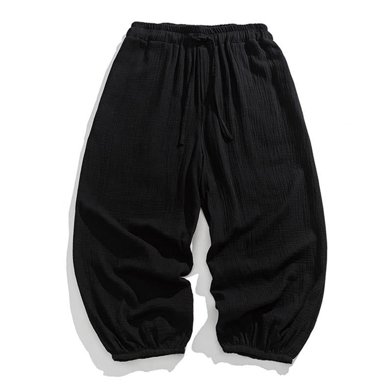 Pantaloni da uomo in cotone con coulisse, tinta unita, con tasche, motivo Buddha Stones