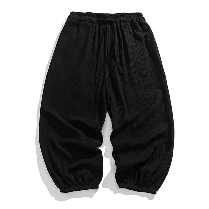 Pantaloni da uomo in cotone con coulisse, tinta unita, con tasche, motivo Buddha Stones